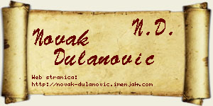 Novak Dulanović vizit kartica